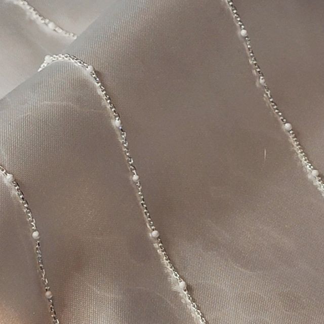 White Satellite Link Sterling Silver Permanent Jewelry Chain