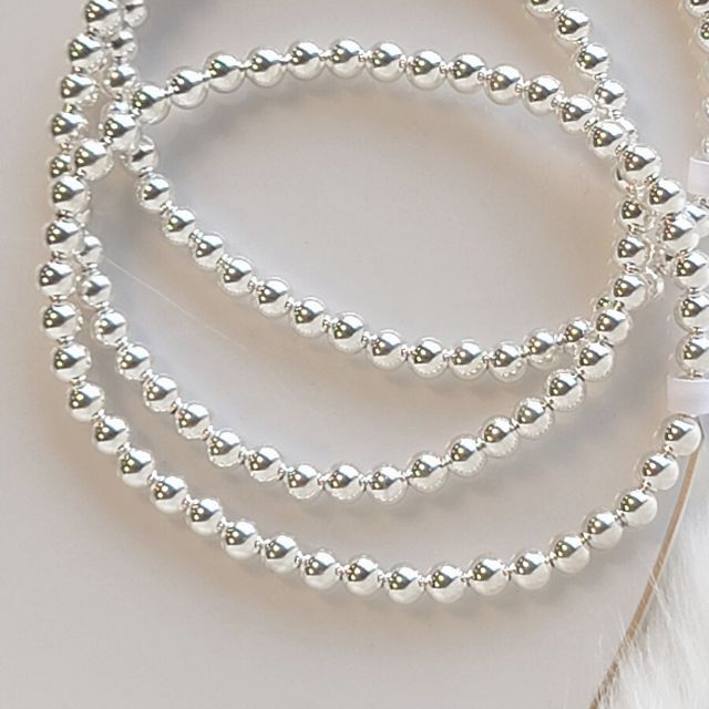 Sterling Silver Stretch Beaded Bracelet