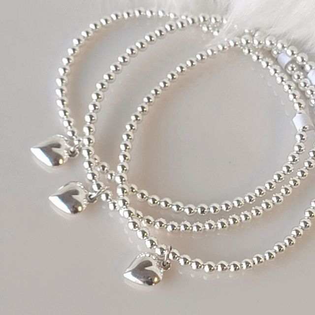 Sterling Silver Stretch Beaded Bracelet