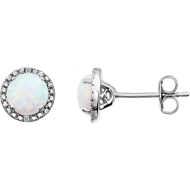Round .01 CTW Diamond Halo Birthstone Earrings in .925 Sterling Silver