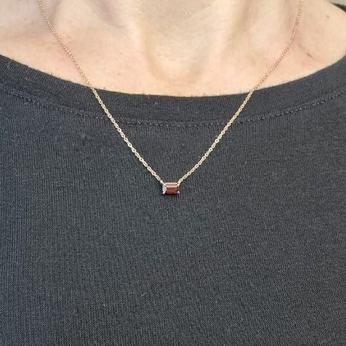 Tori 14k Gold Emerald Cut Gemstone Necklace