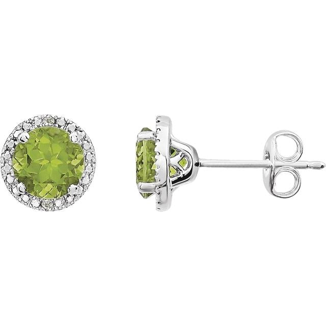 Round .01 CTW Diamond Halo Birthstone Earrings in .925 Sterling Silver