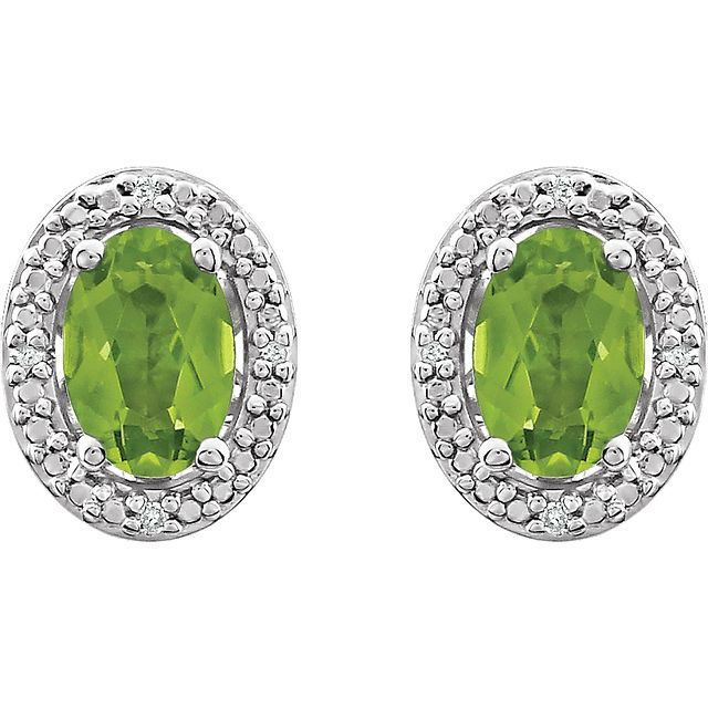 Oval Diamond Halo Birthstone Earrings .925 Sterling Silver