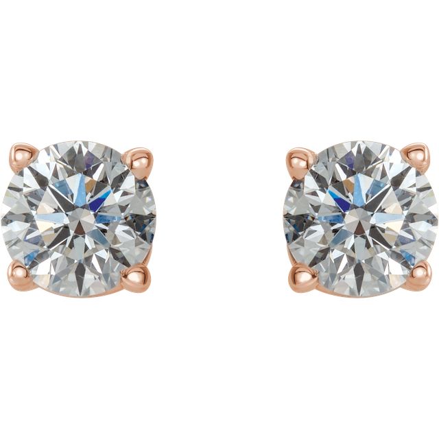 Natural Diamond Solitaire Stud Earrings in 14k Gold