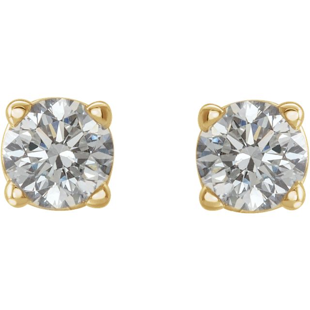 Natural Diamond Solitaire Stud Earrings in 14k Gold