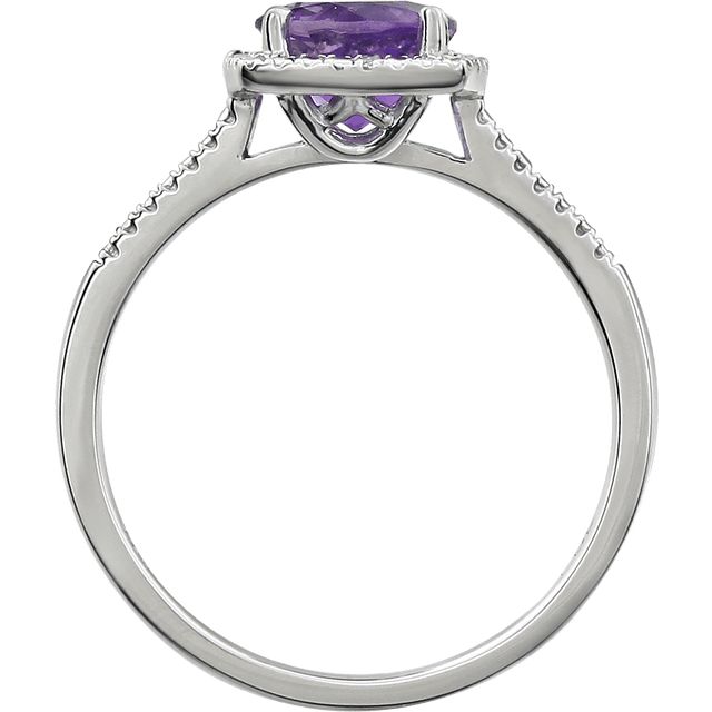 Sterling Silver .01 CTW Diamond Halo Birthstone Ring February Birthstone Amethyst
