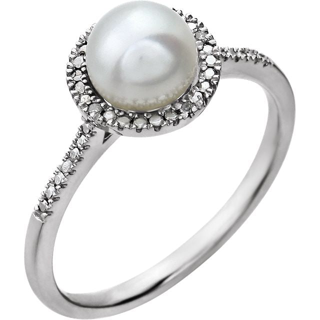 Round .01 CTW Diamond Halo Birthstone Ring in .925 Sterling Silver