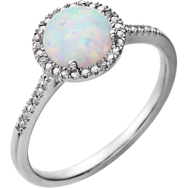 Round .01 CTW Diamond Halo Birthstone Ring in .925 Sterling Silver