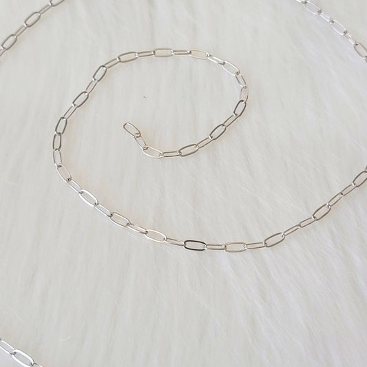 14k White gold light paperclip permanent bracelet chain
