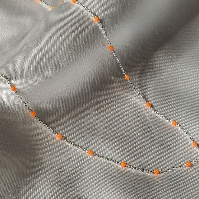 Orange Satellite Link Sterling Silver Permanent Jewelry Chain