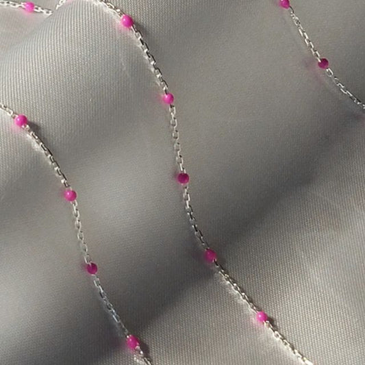 Pink Satellite Link Sterling Silver Permanent Jewelry Chain