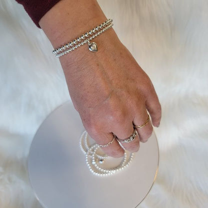 Sterling Silver Stretch Beaded Bracelet