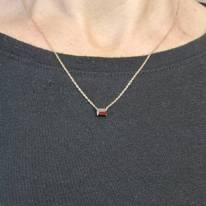 Tori 14k Gold Emerald Cut Gemstone Necklace