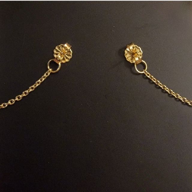 Chain Earrings 14k Yellow Gold with Ball Tops