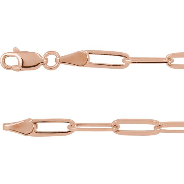 16 Inch or 18 Inch Paperclip Necklace with Lobster Clasp 14k Rose Gold