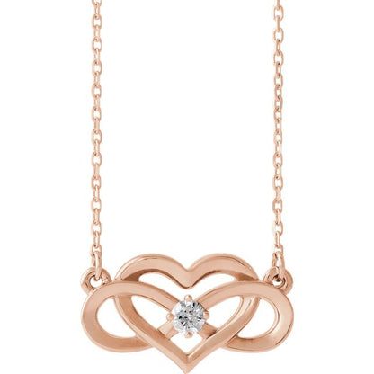 Love Always 14k Rose Gold Diamond Accented Infinity Heart Pendant Necklace
