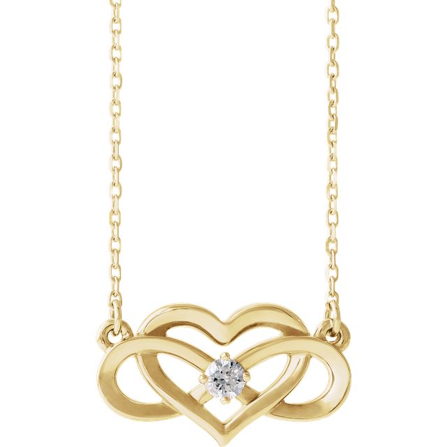 Love Always 14k Yellow Gold Diamond Accented Infinity Heart Pendant Necklace