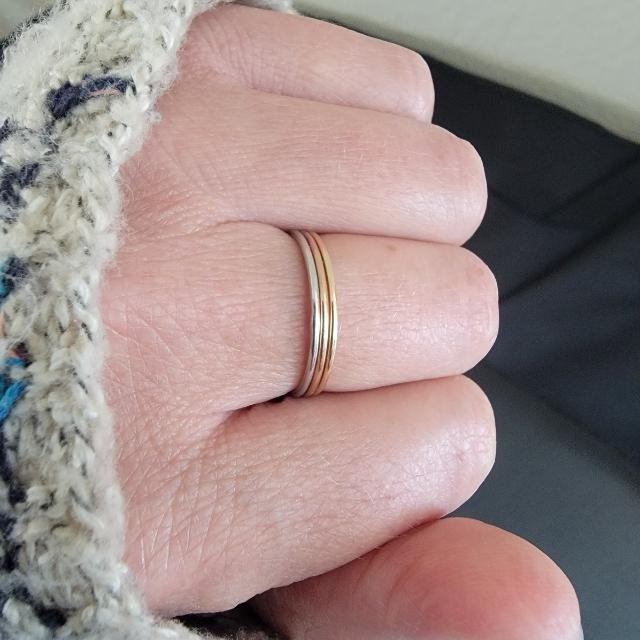Triple Band Multi Color Stack Rings 14k Gold