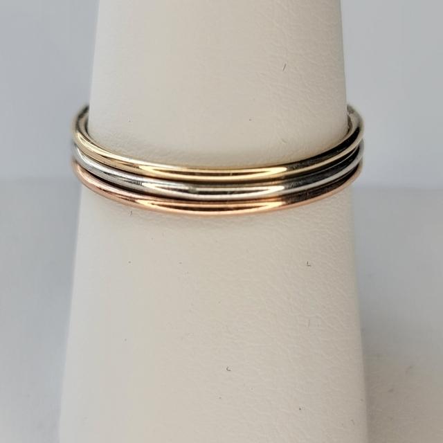 Triple Band Multi Color Stack Rings 14k Gold