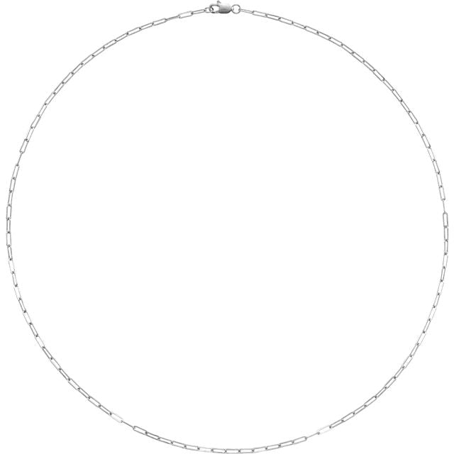 16 or 18 inch Sterling Silver Paperclip Style Small Flat Link Chain