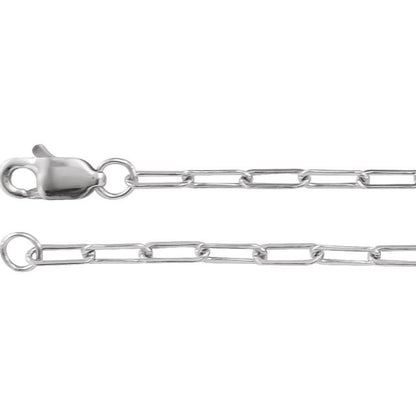Sterling Silver Paperclip Necklace Small Flat Link Style Chain
