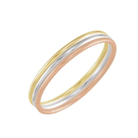 Triple Band 14k Gold Three Stacking Rings