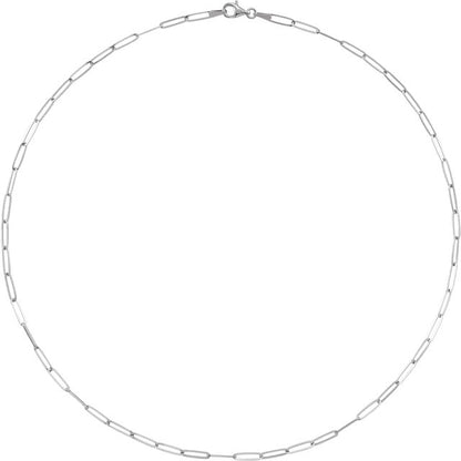 Sterling Silver Paperclip Necklace Medium Flat Link Style Chain