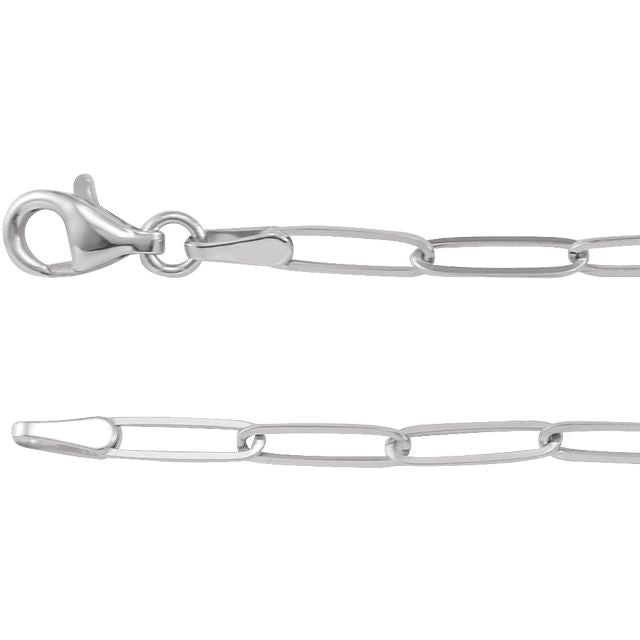 Sterling Silver Paperclip Necklace Medium Flat Link Style Chain
