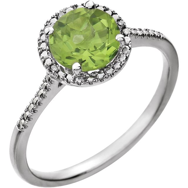 Round .01 CTW Diamond Halo Birthstone Ring in .925 Sterling Silver