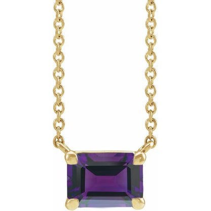 Tori Emerald Cut Amethyst Pendant Necklace 14k Gold 