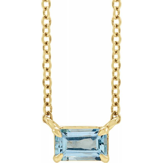 Tori Emerald Cut Aquamarine Pendant Necklace 14k Gold
