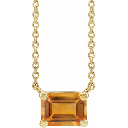Tori Emerald Cut Citrine Pendant Necklace 14k Gold