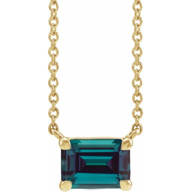 Tori Emerald Cut Lab Created Alexandrite Pendant Necklace 14k Gold