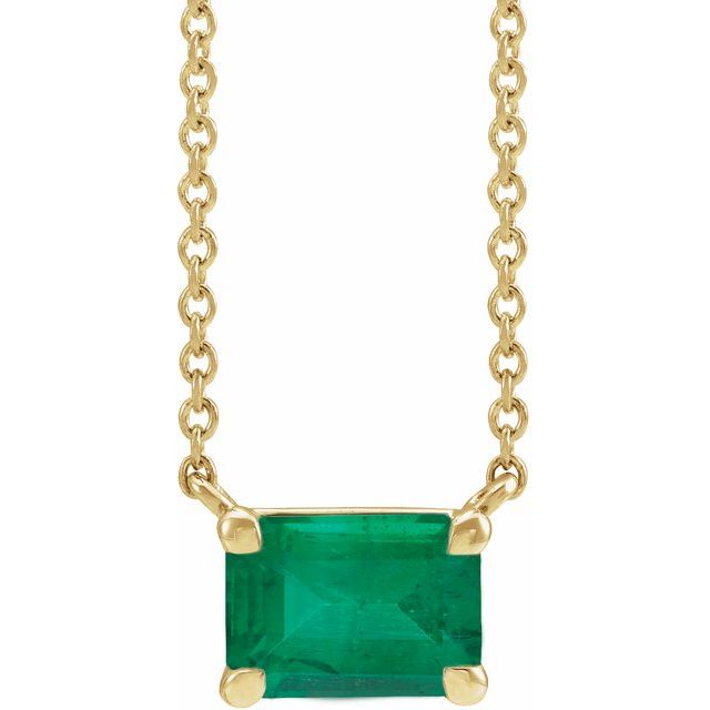 Tori Emerald Cut Lab Created Emerald Pendant Necklace 14k Gold