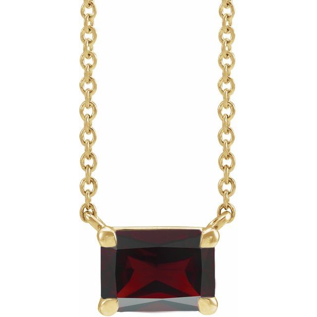 Tori Emerald Cut Mozambique Garnet Pendant Necklace 14k Gold