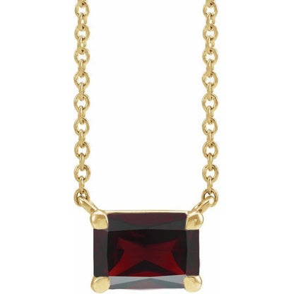 Tori Emerald Cut Mozambique Garnet Pendant Necklace 14k Gold