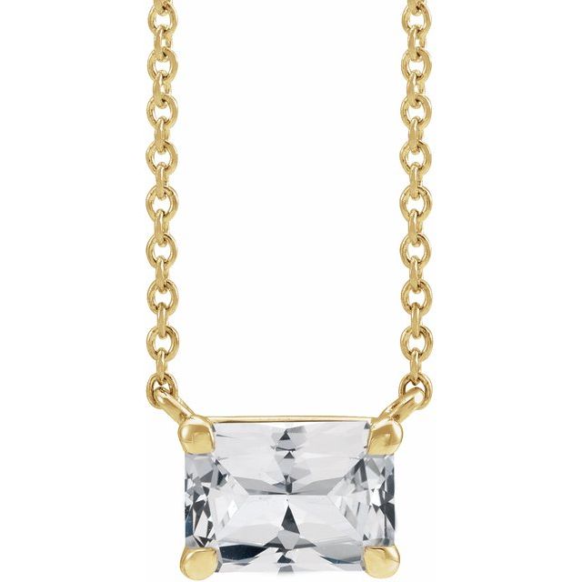 Tori Emerald Cut White Sapphire Pendant Necklace 14k Gold