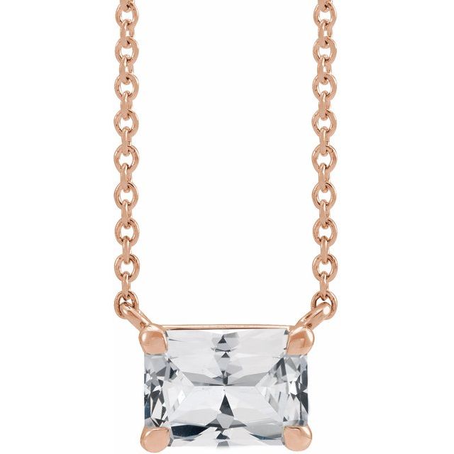 Tori Emerald Cut White Sapphire Pendant Necklace 14k Rose Gold