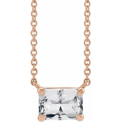 Tori Emerald Cut White Sapphire Pendant Necklace 14k Rose Gold