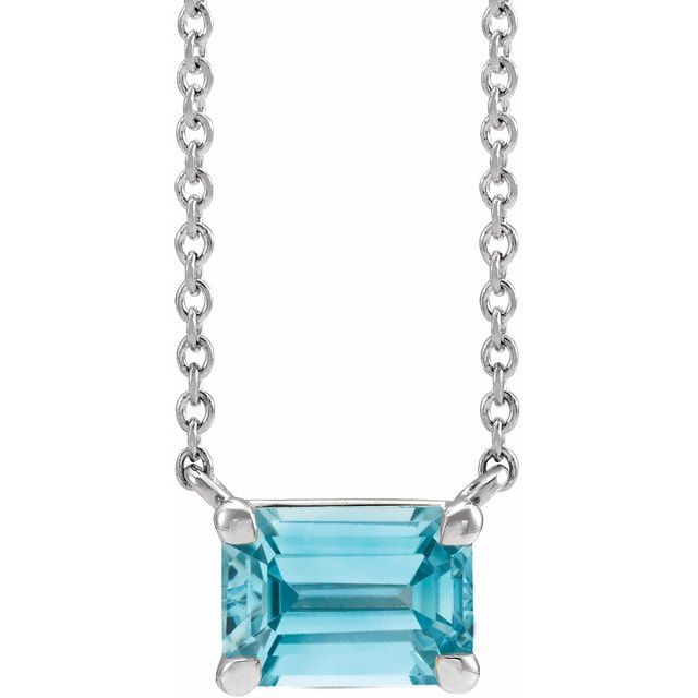 Tori Emerald Cut Blue Zircon Emerald Cut Pendant Necklace