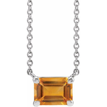 Tori Emerald Cut Citrine Emerald Cut Pendant Necklace