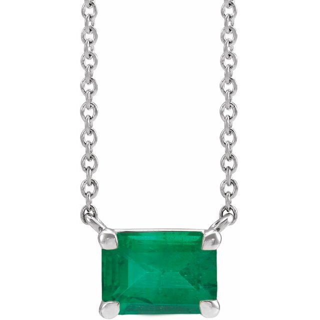 Tori Emerald Cut Lab Created Emerald Pendant Necklace