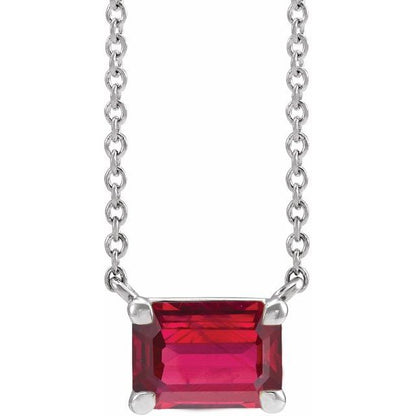 Tori Emerald Cut Lab Created Ruby Emerald Cut Pendant Necklace