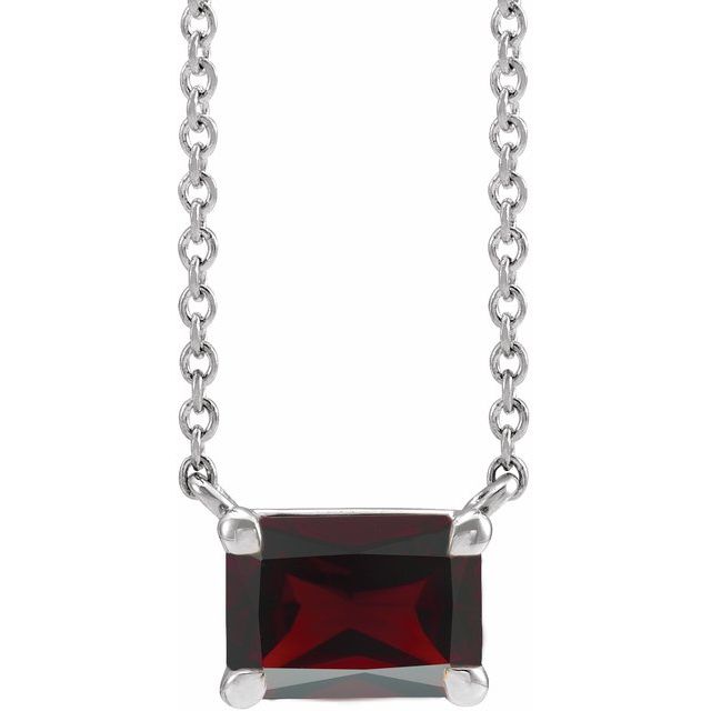 Tori Emerald Cut Mozambique Garnet Emerald Cut Pendant Necklace