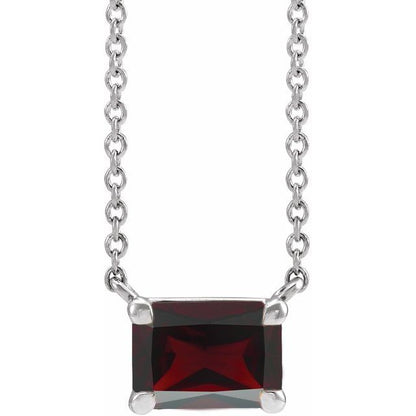 Tori Emerald Cut Mozambique Garnet Emerald Cut Pendant Necklace