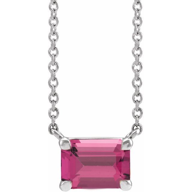 Tori Emerald Cut Pink Tourmaline Emerald Cut Pendant Necklace