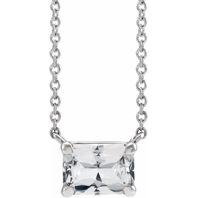 Tori Emerald Cut White Sapphire Emerald Cut Pendant Necklace