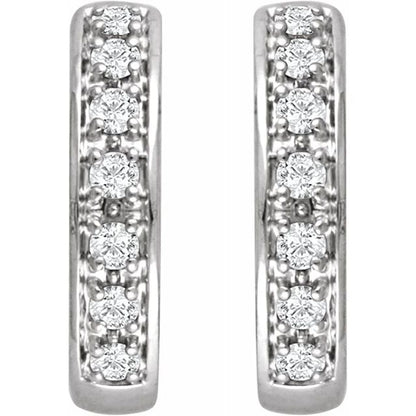Suzette 14k White Gold Diamond Huggie Earrings