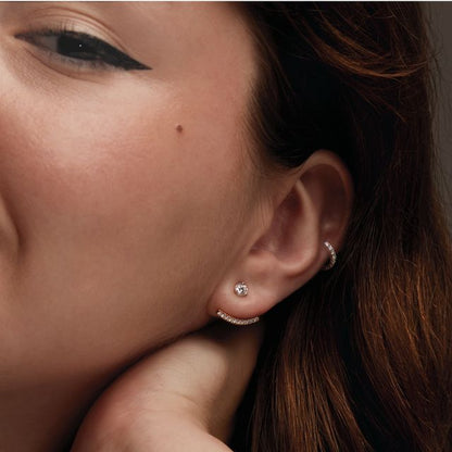 Lab Created Diamond Huggie Earrings 14k Gold